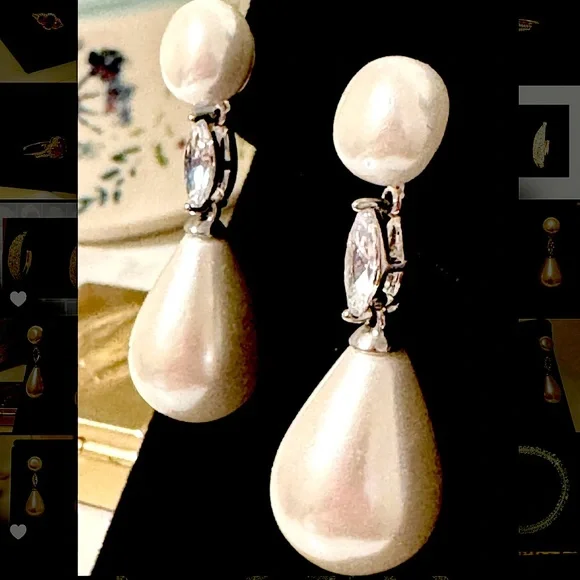 Pearl and Swarovski Crystal Drop Earrings - Picture 5 of 7